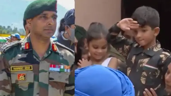 आतंकी हमले में शहीद कर्नल को 6 साल के बेटे ने ऐसे दी अंतिम विदाई; देखें आंखें नम कर देने वाला VIDEO 1 Anantnag Martyr Colonel Manpreet Singh funeral